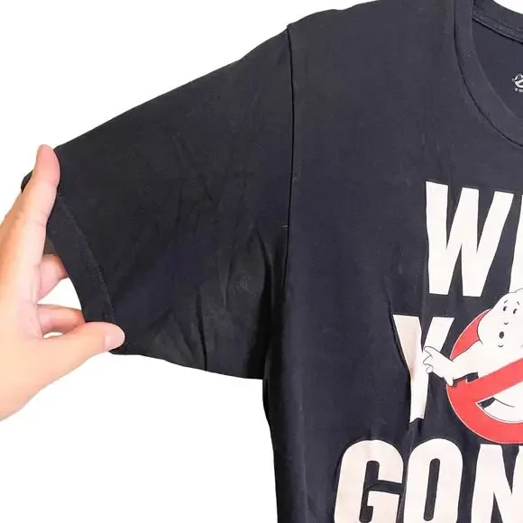 Hybrid Apparel Men's Ghostbusters Who You Gonna Call Logo Quote T-Shirt Medium - Picture 5 of 11